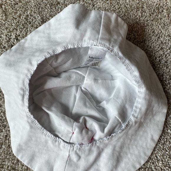 Baby Aspen baby Hat with Pink Flower Accent Bucket Hat sunhat size 0-6 months - Picture 4 of 6
